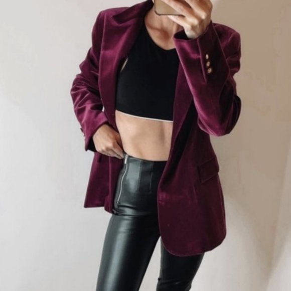 Velvet Blazer Jacket Plum 